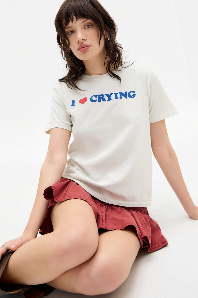 BDG Urban Outfitters CRYING BABY - Marškinėliai su spaudiniu - white