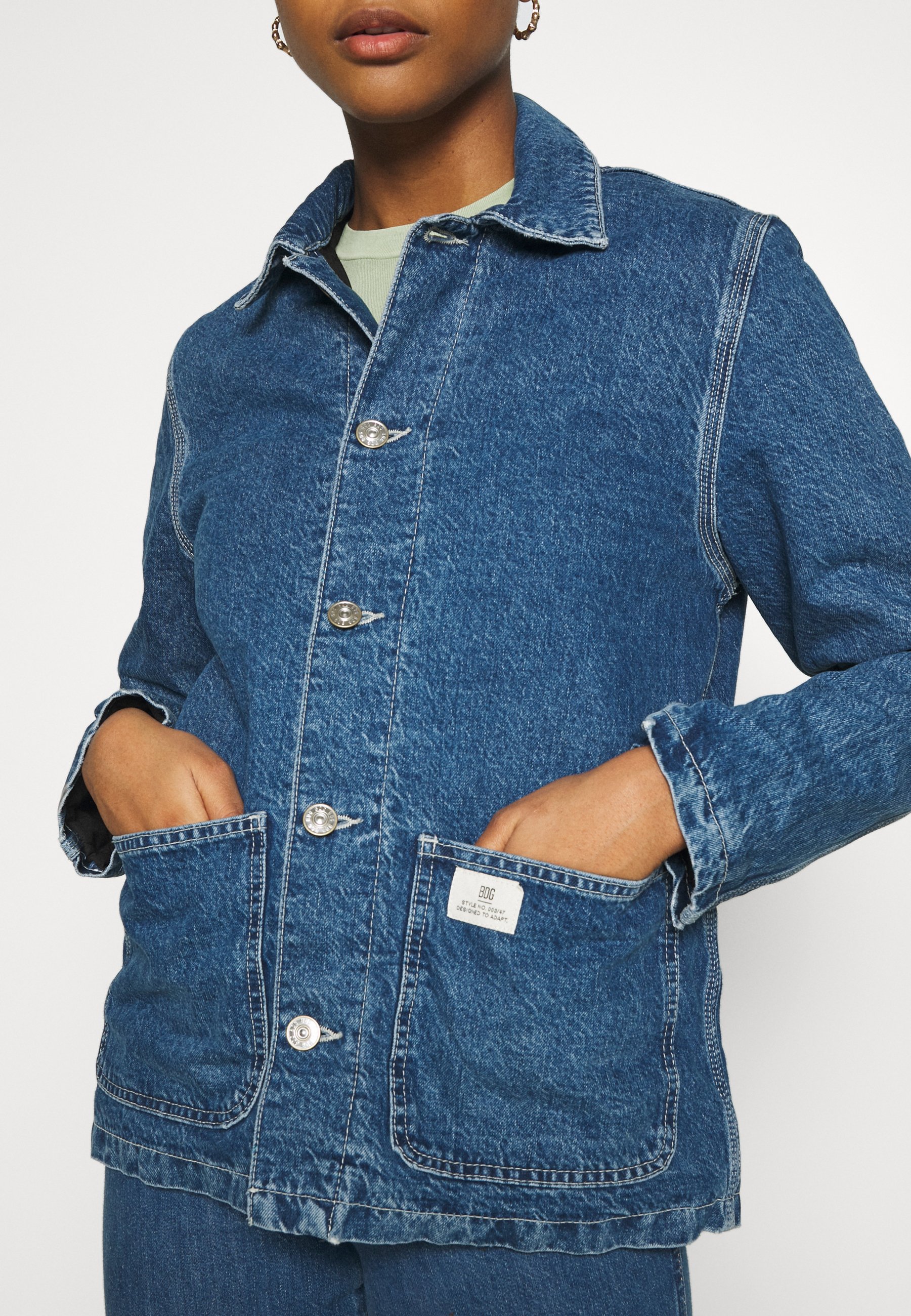 blue denim chore coat