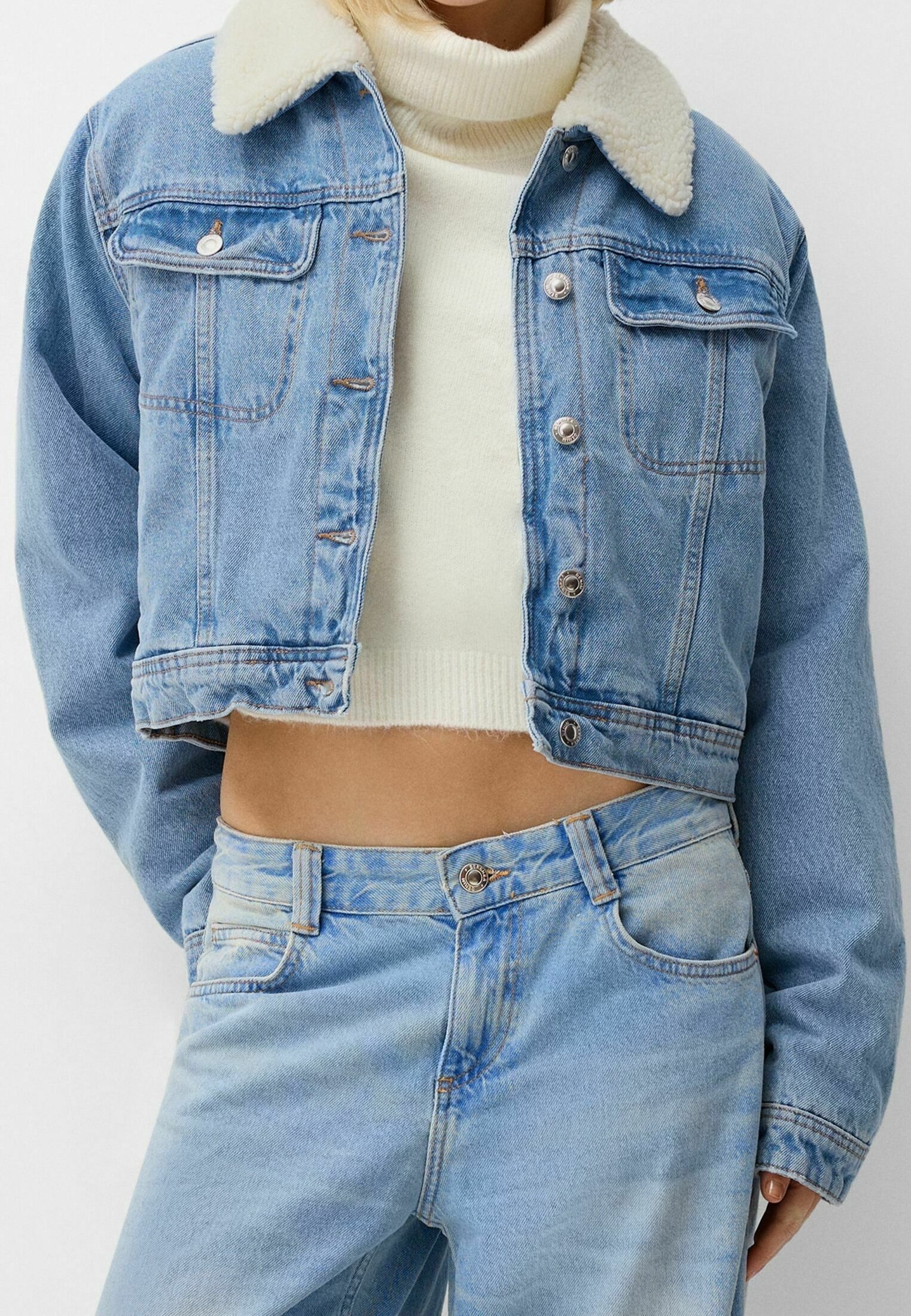 Bershka Veste en jean light-blue denim/denim bleu gris