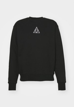 Zwarte sweatshirt van katoen, met een ronde hals, lange mouwen en een wit driehoekig logo op de achterkant. Zachte textuur, reguliere pasvorm.