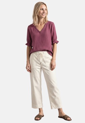 Street One, KURZARM BLUSE MIT V-NECK UND RÜSCHEN - Blouse - dark clouded blush