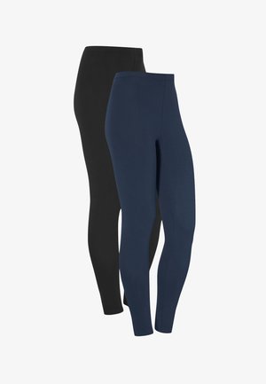 To sæt leggings, et sort og et marineblåt. Fremstillet af glat, strækbart stof med en tætsiddende design og uden synlige mønstre.