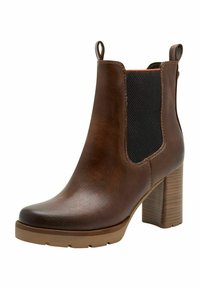 Marco Tozzi CHELSEA - Bottines à talons hauts - cognac comb
