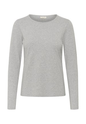 Gray long-sleeve t-shirt made of soft, lightweight fabric. Features a round neckline and a relaxed fit with no visible patterns or accents.