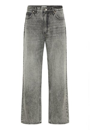 Wide-leg jeans in a faded gray denim. Features a classic five-pocket design, metal rivets, and a straight silhouette.