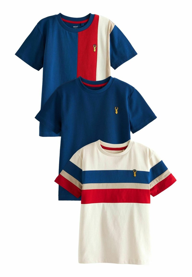 Next 3 PACK - REGULAR FIT - Printtipaita - red blue textured