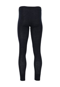 Schwarze Leggings aus einem weichen, strukturierten Stoff, mit einem hohen Bund und schmal zulaufenden Beinen ohne sichtbare Nähte oder Verzierungen.