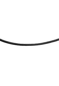 Cavo di ricarica intrecciato nero con una texture liscia, caratterizzato da un design flessibile e una forma curva, adatto per vari dispositivi elettronici.