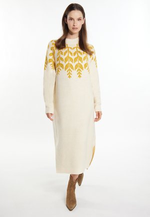 Strickkleid - creme/mehrfarbig