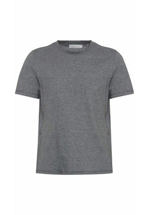 Graues T-Shirt mit kurzen Ärmeln aus weichem Baumwollmaterial. Es verfügt über einen Rundhalsausschnitt und eine lockere Passform mit einem klaren, minimalistischen Design.