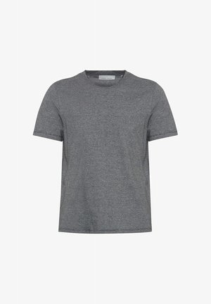 Graues T-Shirt mit kurzen Ärmeln aus weichem Baumwollmaterial. Es verfügt über einen Rundhalsausschnitt und eine lockere Passform mit einem klaren, minimalistischen Design.