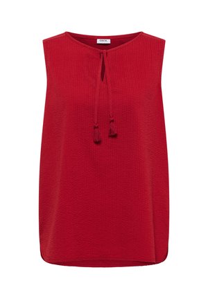 Cecil, BLOUSE TOP WITH SPLIT NECK AND TIES, ciemnoczerwony
