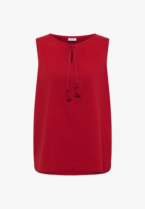 Cecil, BLOUSE TOP WITH SPLIT NECK AND TIES, ciemnoczerwony
