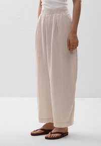 OYSHO - LINEN CROP BALLOON - Trousers - stone Thumbnail Image 1