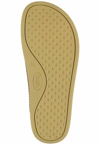 Rubber shoe sole in beige with a textured, dotted surface. Features a curved shape and branding on the side, size marked as 37.