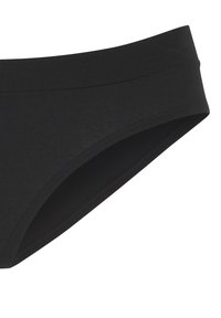 Svart bomullsblanding bikini-bak med en jevn tekstur, bred livlinje og lavt snitt, med en ren finish på kantene.