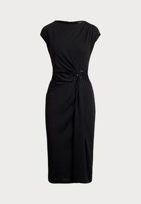 RING TRIM JERSEY CAP SLEEVE DRESS - Juhlamekko - black