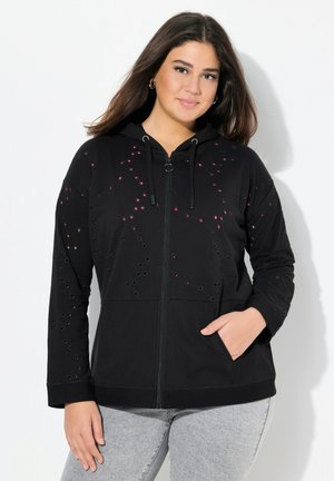 Ulla Popken Zip-up sweatshirt - black