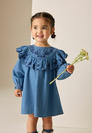 Next, LONG SLEEVE EMBROIDERED DENIM DRESS - Jeanskleid - denim blue
