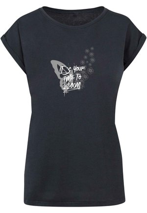 Merchcode, IT´S YOUR TIME TO BLOOM EXTENDED SHOULDE - Trükipildiga T-särk - navy