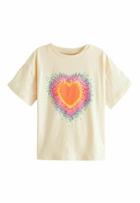 Next SEQUIN TIE DYE HEART  - Nyomott mintás póló - ecru white