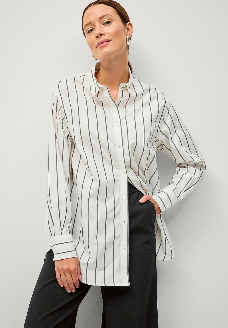 Ellos Collection MAH - Overhemdblouse - weiß grau gestreift