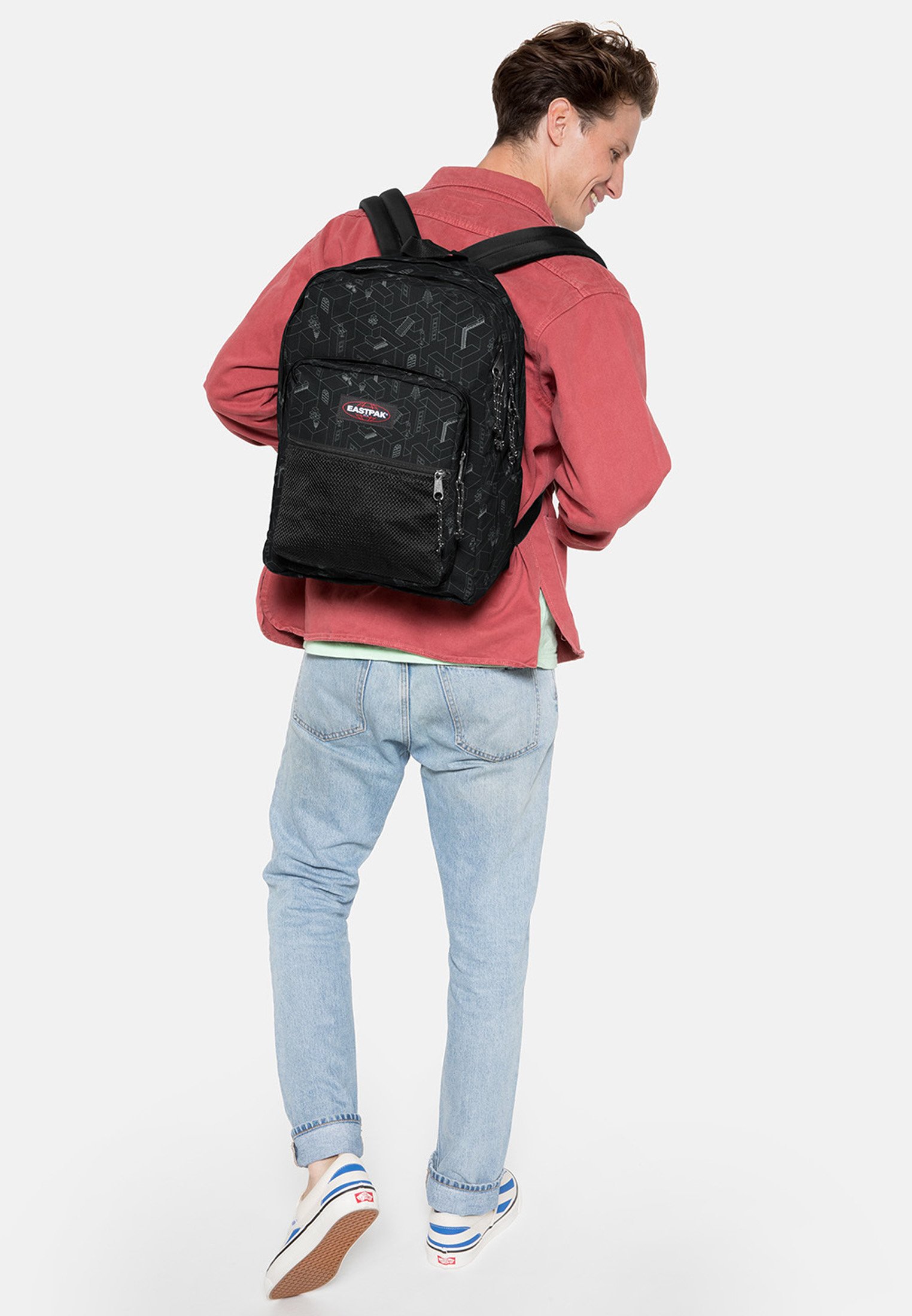 Eastpak PINNACLE Zaino blocks black/rosso