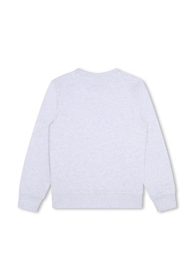 Lichtgrijze sweatshirt met lange mouwen, ribgebreide manchetten en zoom. Gemaakt van zachte stof met een gladde textuur. Geen zichtbare patronen of accenten.