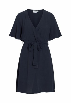 VILA, WRAP DRESS SHORT - Robe de jour - navy peony