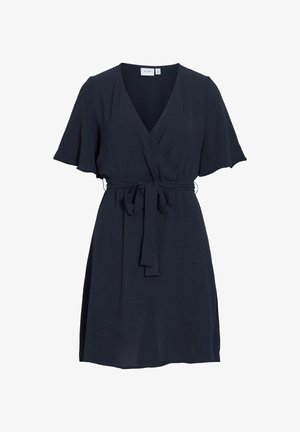VILA, WRAP DRESS SHORT - Robe de jour - navy peony