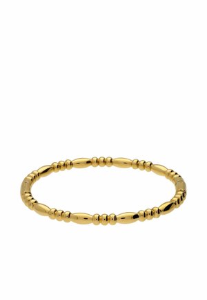 Gouden armband bestaande uit afwisselend gladde ovale en ronde kralen, verbonden in een continue lus.