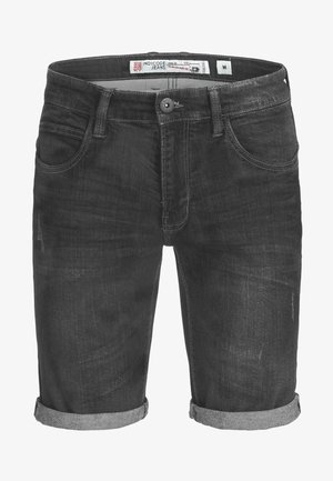 Pantaloncini in denim nero con taglio classico, risvolti arrotolati e design con cinque tasche. Dotati di bottone in metallo e cuciture a contrasto. Taglia M.