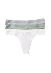 Thong set in wit, grijs en groen katoen, met een zachte tailleband voorzien van het reliëf "womensecret" merk.