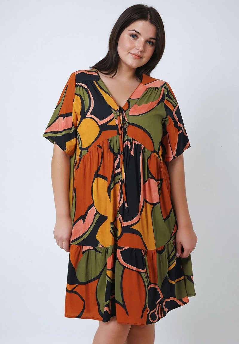 Jean Marc Philippe MI-LONGUE EN FIBRANNE IMPRIMÉE - Robe de jour - orangebrique