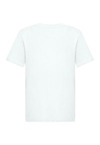 T-shirt blanc à manches courtes en coton. Présente un col rond standard et un dos uni sans graphiques ni motifs.