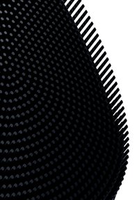 Schwarze Oberfläche mit gleichmäßig verteilten erhöhten kreisförmigen Erhebungen, angeordnet in einem gebogenen Gittermuster vor weißem Hintergrund.