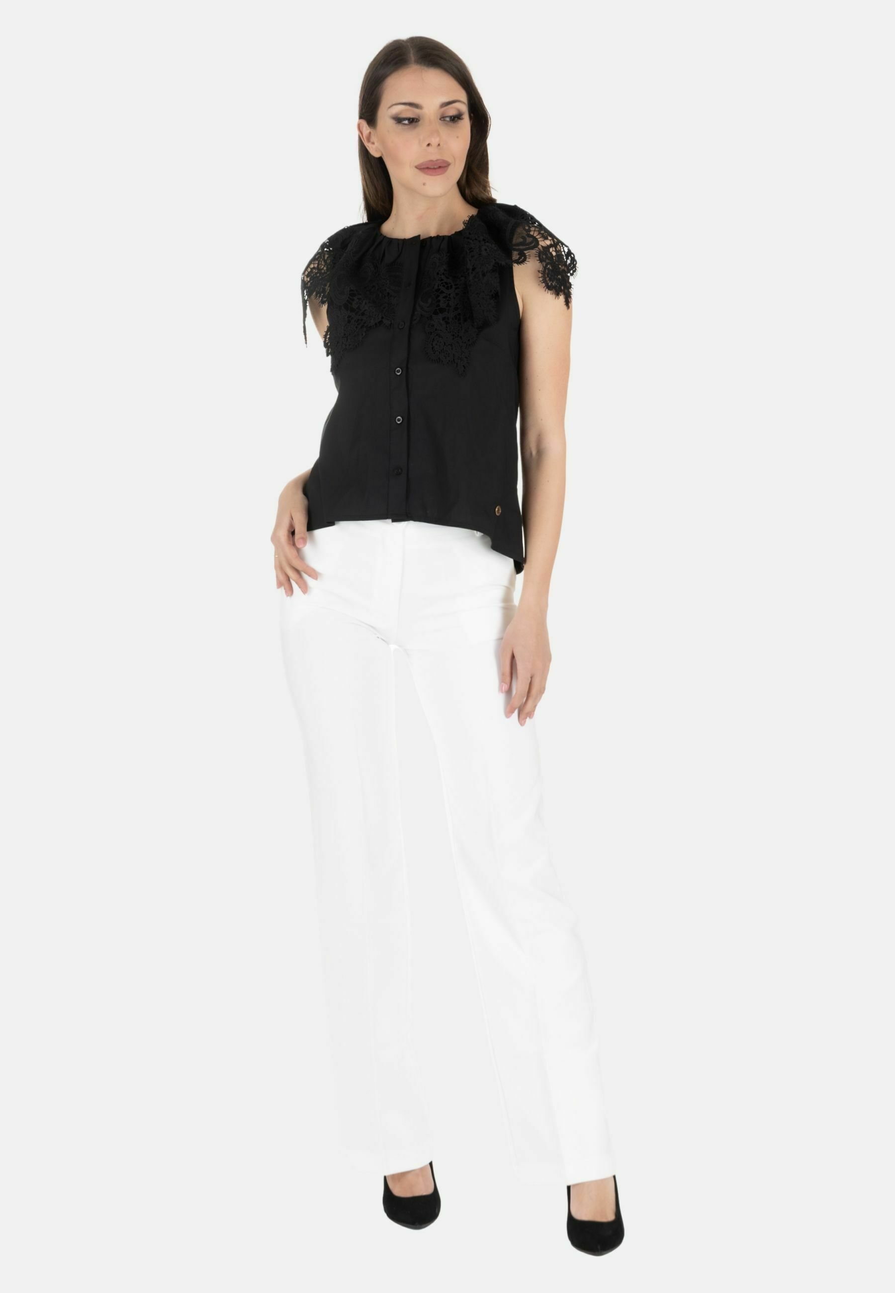 Nualy CON PIZZO - Camicetta - black/nero - Zalando.it