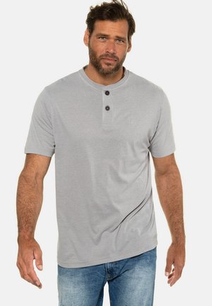 JP1880 GROSSE GRÖSSEN BIS 7XL IM DOPPELPACKHENLEY RUNDHALSAUSSCHNITT KNOPFLEISTE - Basic T-shirt - grau melange