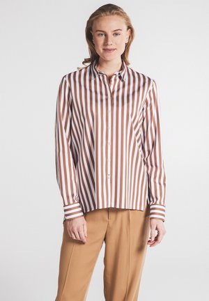 Button-down blouse - braun weiß