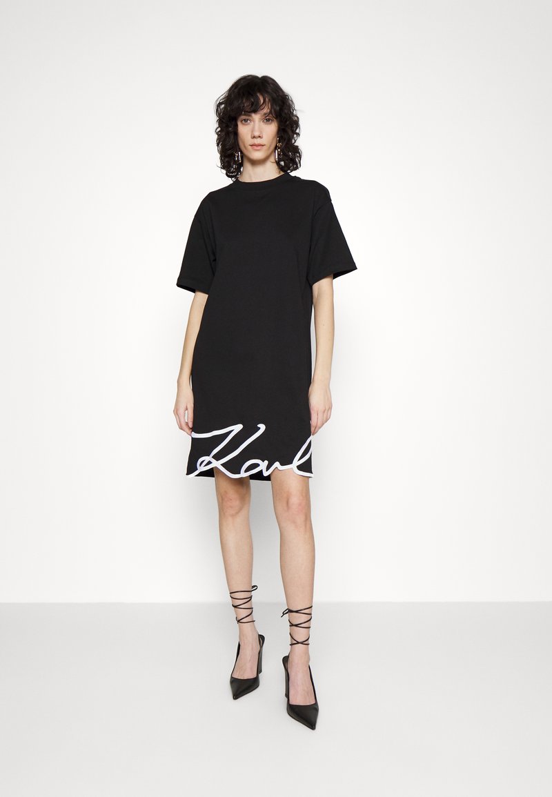 KARL LAGERFELD - SIGNATURE DRESS - Džersio suknelė - black, Padidinti