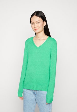 VIRIL V NECK - Stickad tröja - kelly green