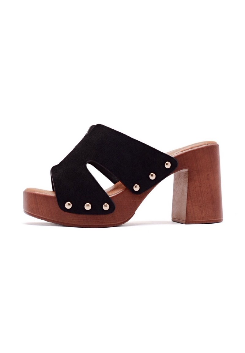 Talons Femmes à Bloc Doré - Noir - Taille UK 6 (pointure 39 Env.) - Marque JD Williams - Occasion