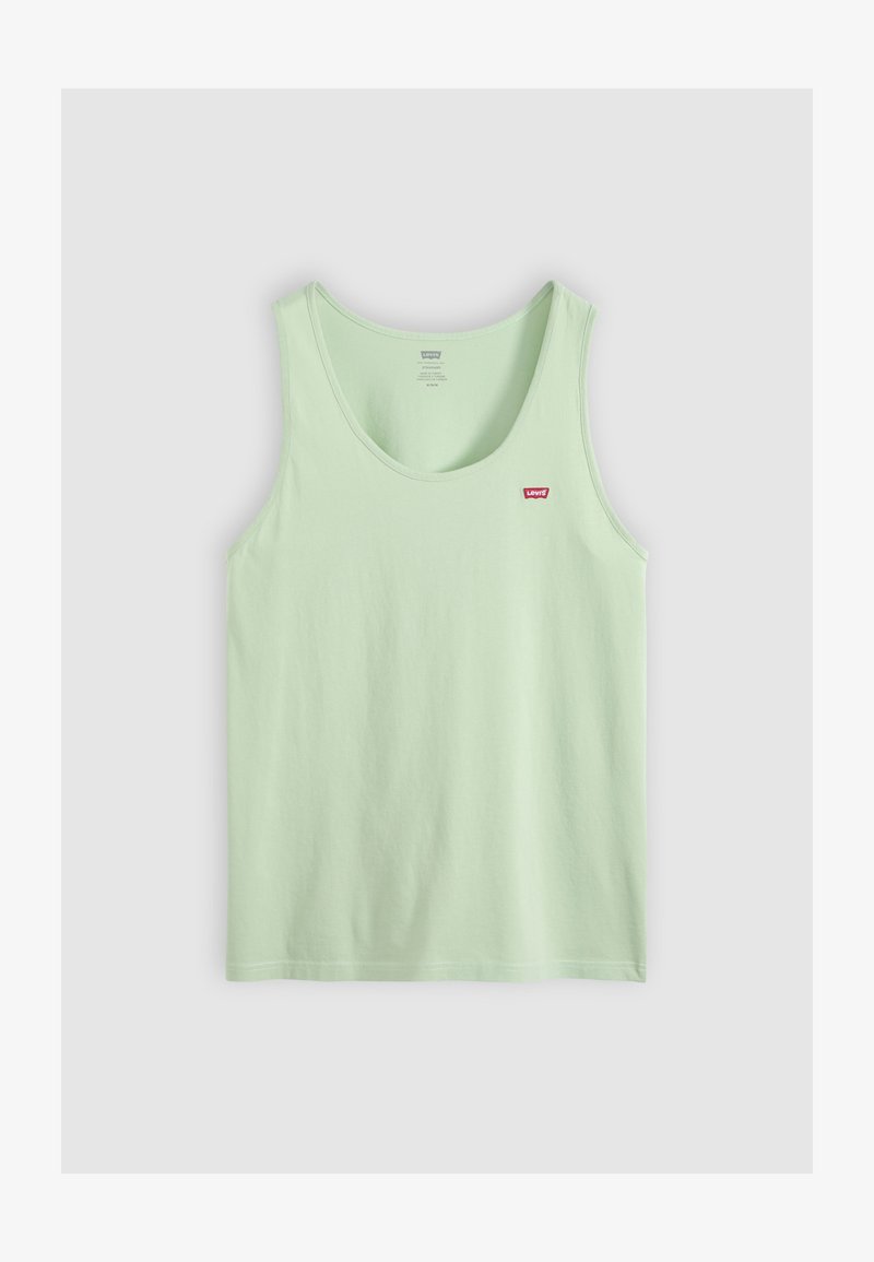 Svært grøn Levi's ærmeløs bomulds tanktop med rund halsudskæring og lille rødt Levi's-logo på venstre bryst.