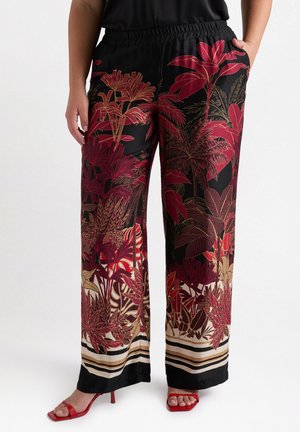 DALLA STAMPA TROPICALE - Trousers - nero