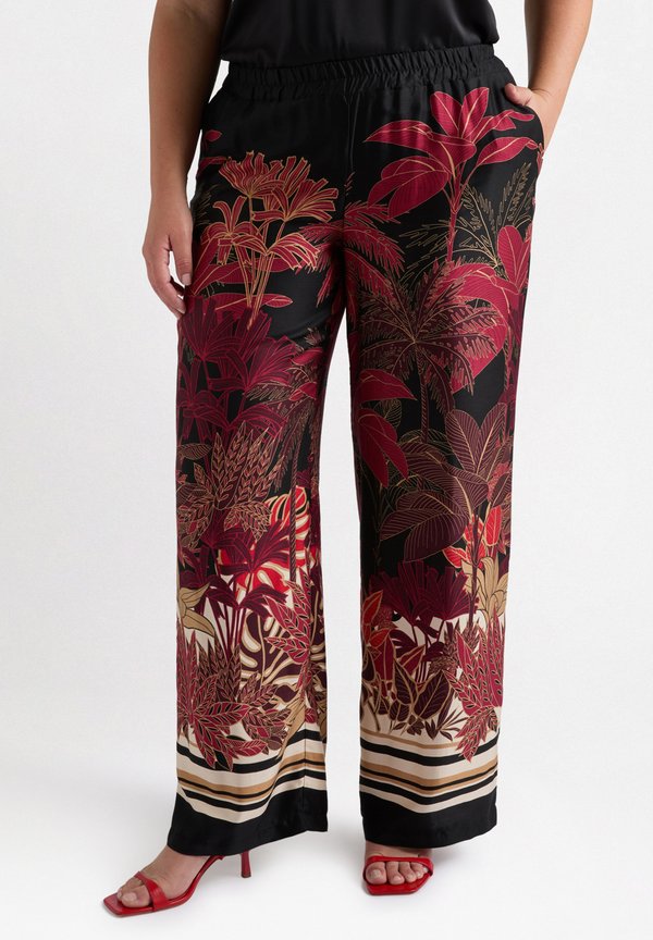 DALLA STAMPA TROPICALE - Stoffhose - nero