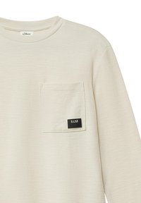 Cremfarbener Langarmshirt mit strukturierter Oberfläche, ausgestattet mit einer Brusttasche auf der linken Seite und einem schwarzen Etikett mit "SL.V.R by s.Oliver."