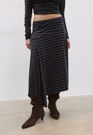 ASYMMETRIC STRIPED LONG - Suknja A kroja - dark blue