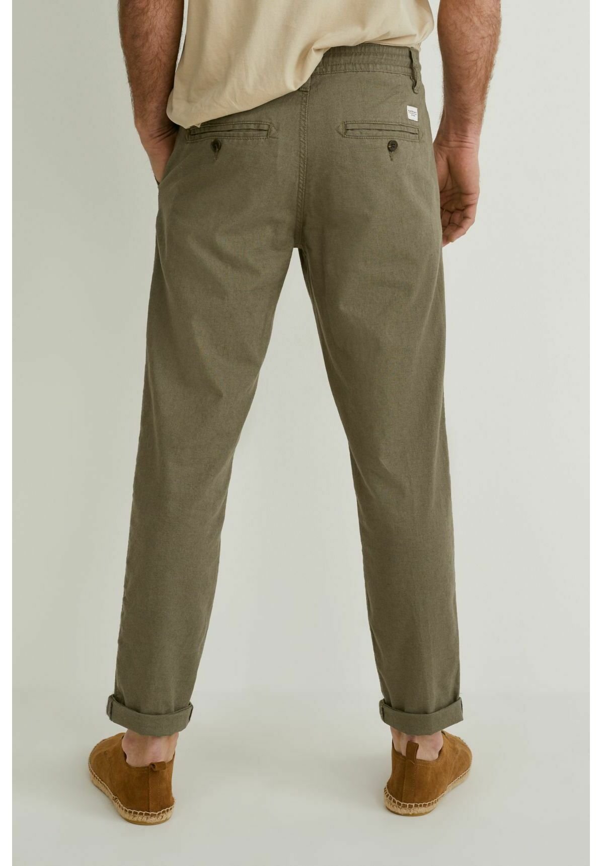 Pantalones Hombre | C\u0026A Chino - Regular Fit - Mezcla De Lino Beis \u003c  Taiphotographer