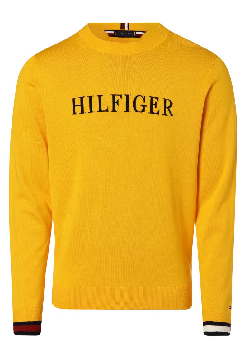 tommy-hilfiger-flag-cuff-crew-neck-trui-gelb-beige-zalando-be