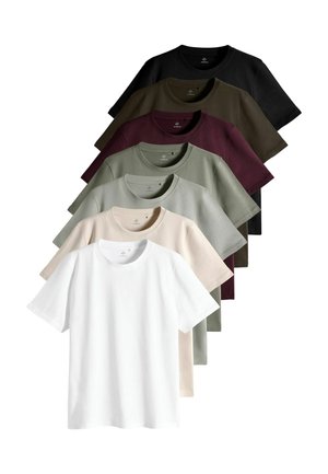 REGULAR FIT - 7 PACK REGULAR SHORT SLEEVE - T-Shirt basic - black burgundy dark khaki light green